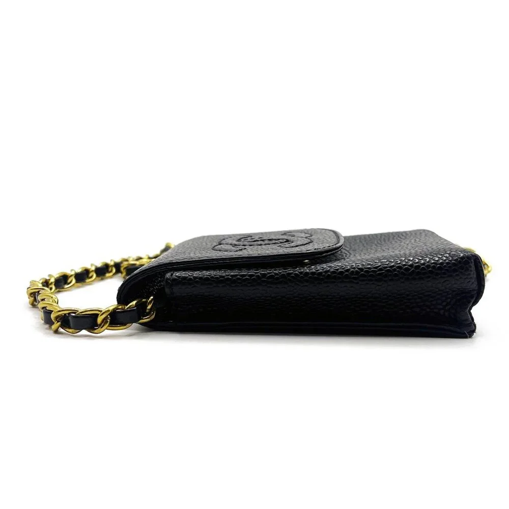 Authentic CHANEL Vintage Mini Flap Bag Caviar Pouch Cigarette Case Crossbody - Picture 10 of 15